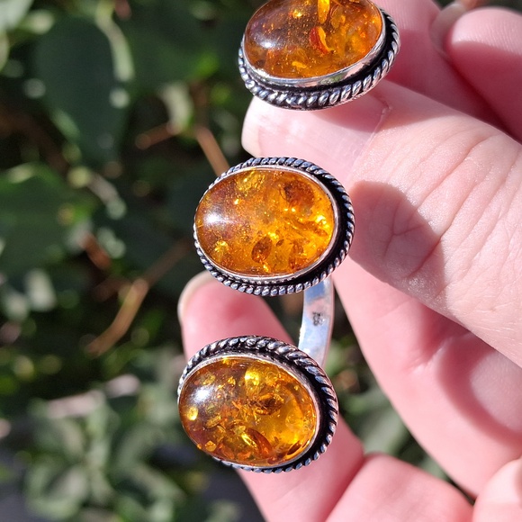 New Amber Knuckles Double 925 Silver Ring. - Picture 9 of 15